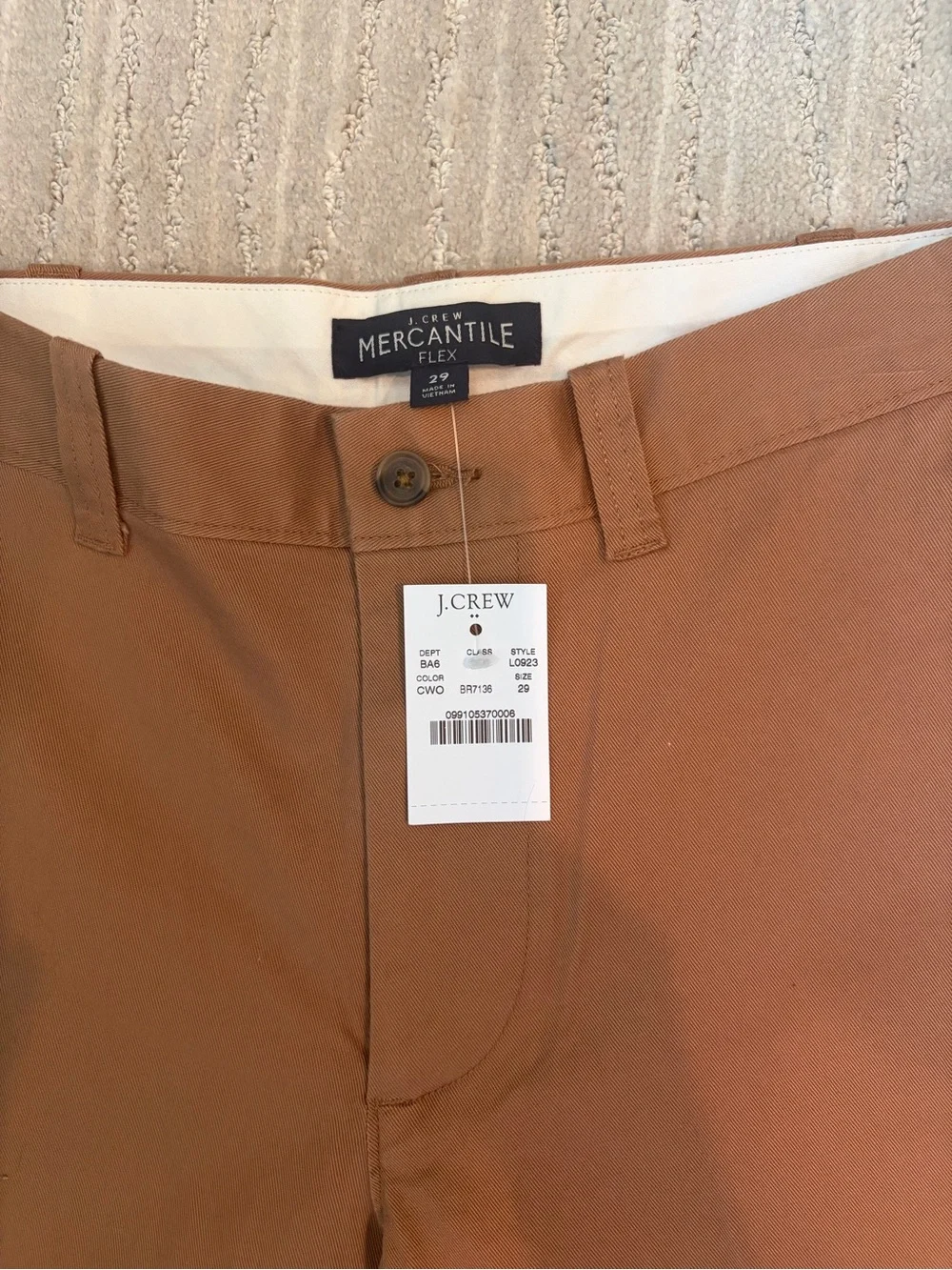 J. Crew Men’s Brown Flat Front Chino Shorts NWT